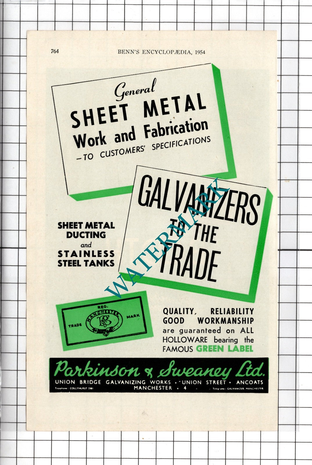 Samuel Booth & Co Ltd Birmingham / Parkinson & Sweaney Ltd Ancoats - 1954 Advert