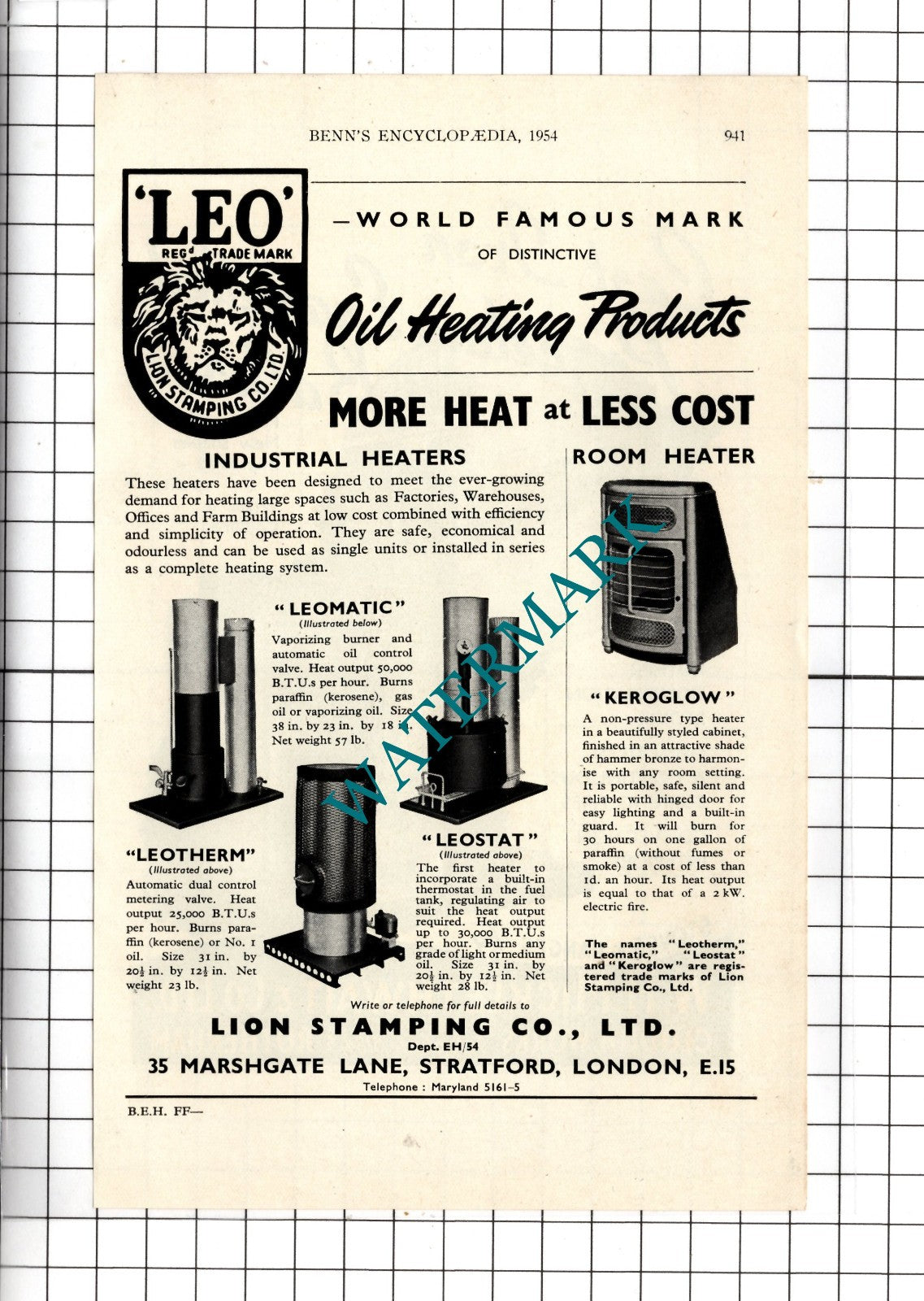 W H Micklethwait & Co Ltd Rotherham / Lion Stamping Co Ltd London - 1954 Advert