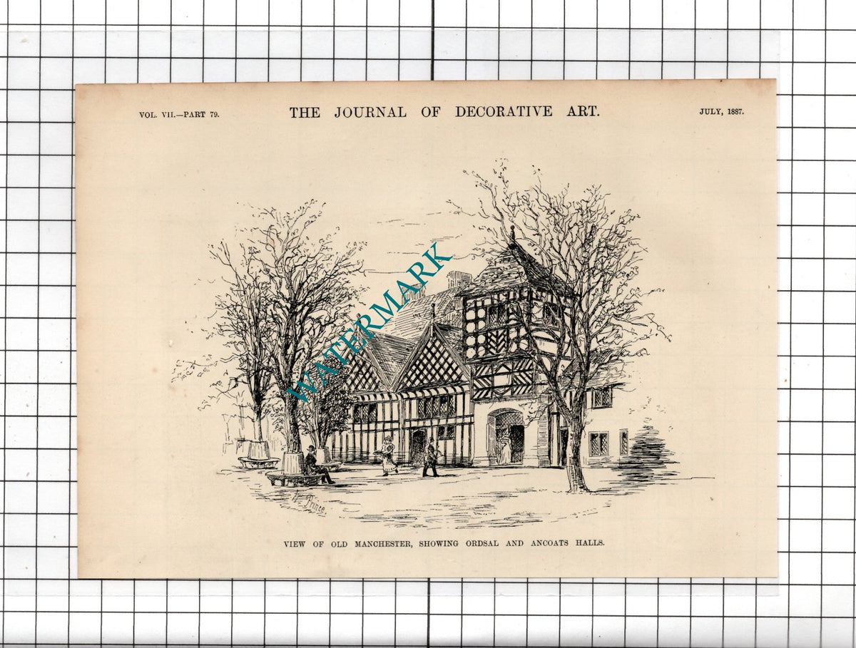 Ordsal Hall Ancoats Hall Manchester W Prince  - 1887 Clipping / Print