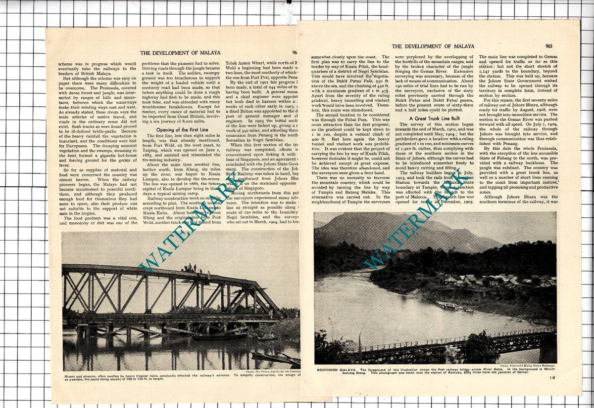 Malaya Malay State Railways - 1930's Article