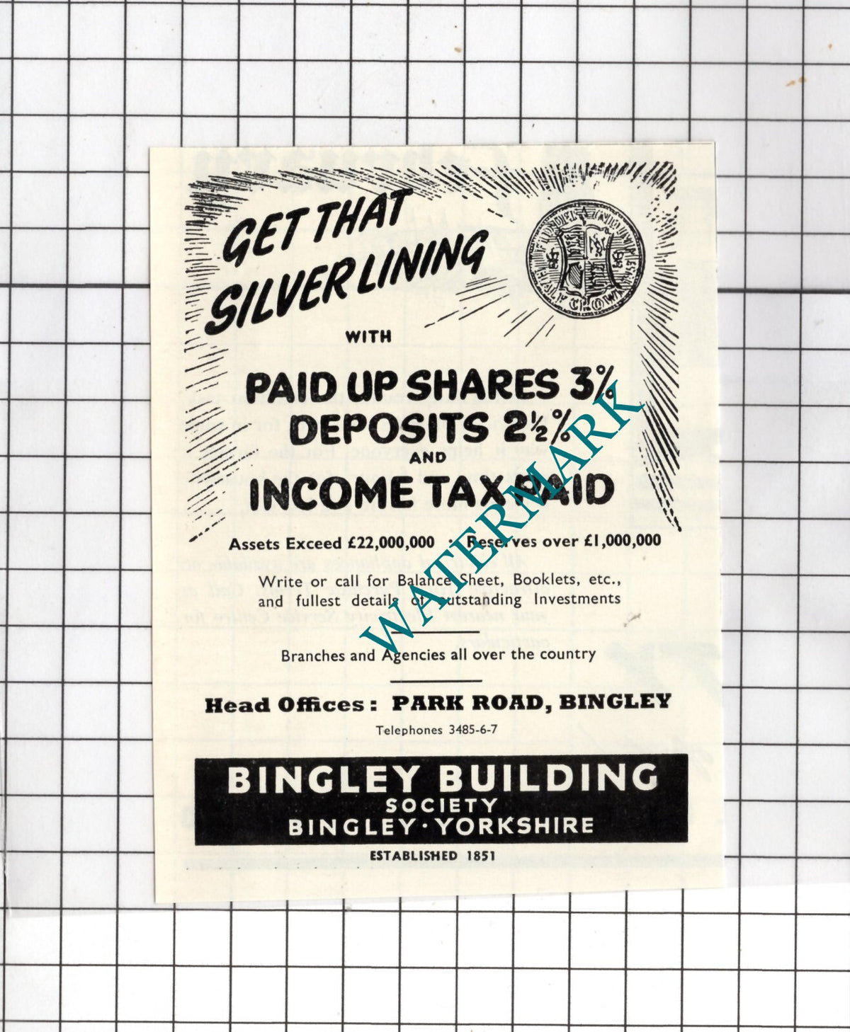 Bingley Building Society Bingley Yorkshire Advert  - 1956 SMALL Clipping