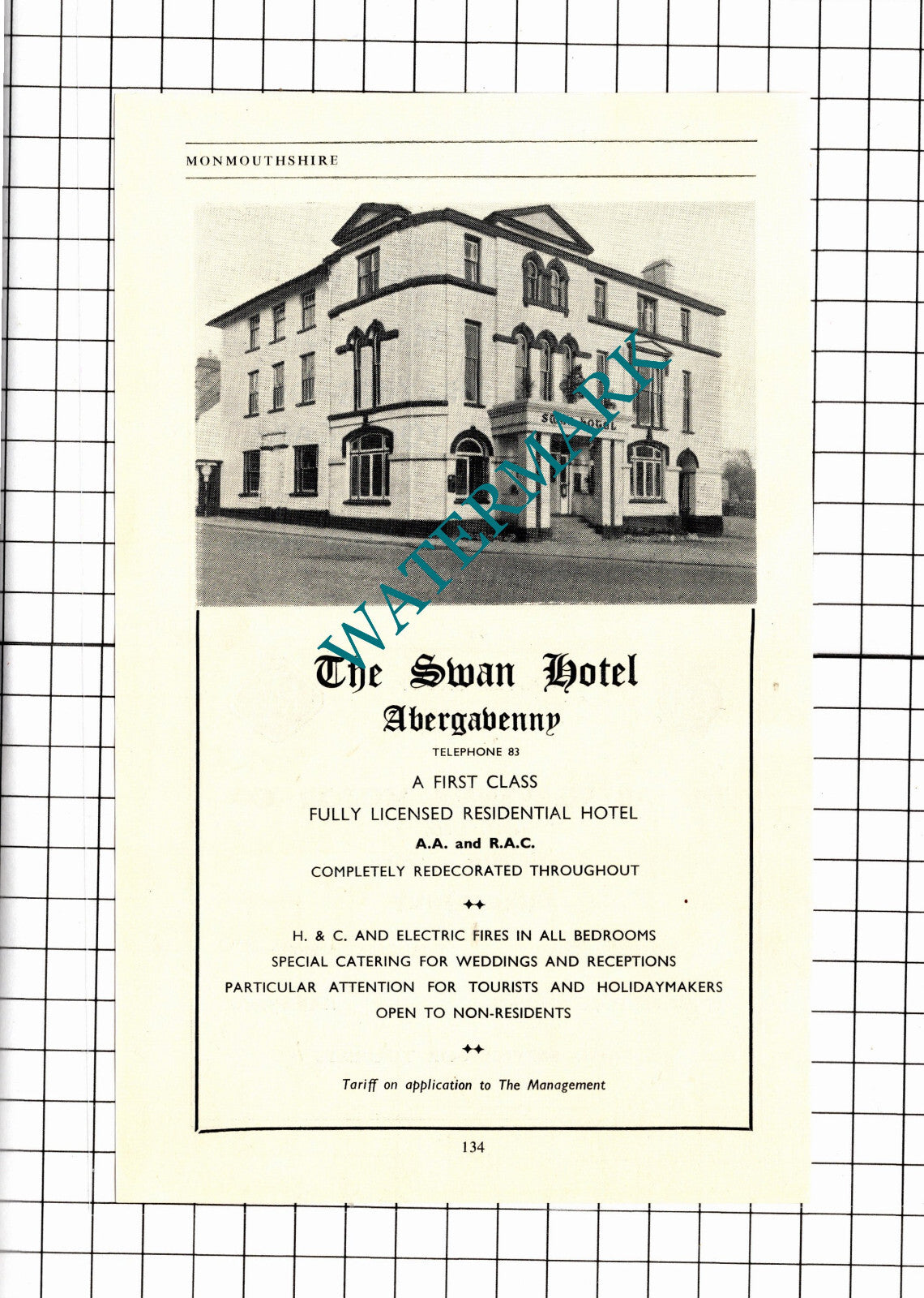 Swan Hotel Abergavenny Wales / Abergavenny Motor Co Advert - 1953 Clipping