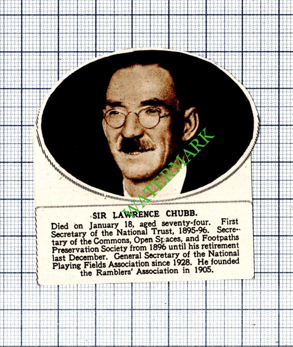 Sir Lawrence Chubb Obituary - 1948 Small Cutting
