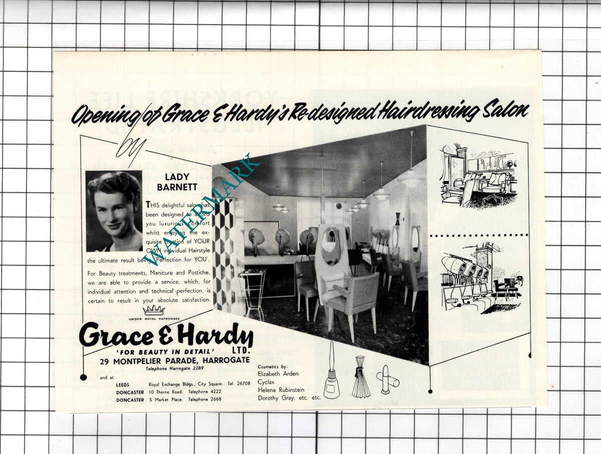 Lady Barnett  Grace & Hardy Ltd Harrogate Advert - 1956 Clipping