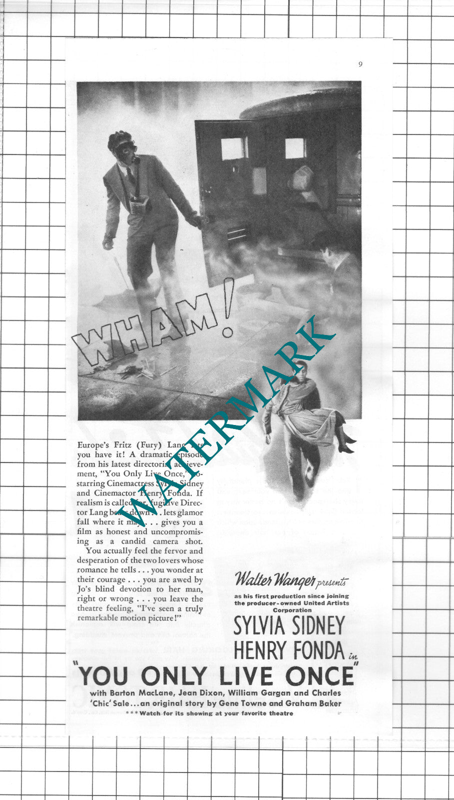 You Only Live Once Film Sylvia Sim Henry Fonda Advert    - 1937 Clipping / Print