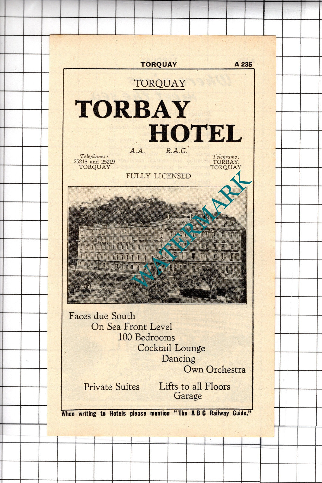 The Osborne Hotel Torquay Devon / Torbay Hotel Advert - 1958 Cutting