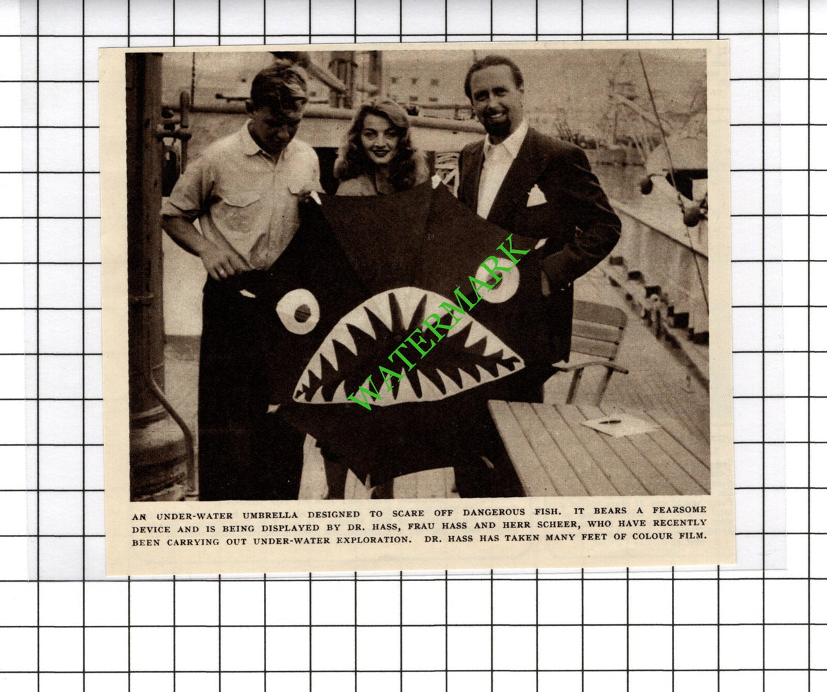 Dr Hass Herr Scheer Fish Umbrella -  1954 Cutting