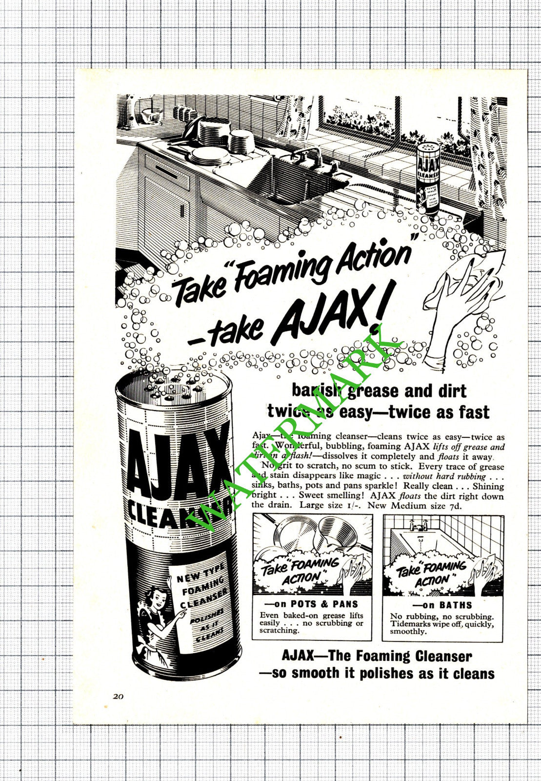 Ajax Small Advert  - 1956 Cutting