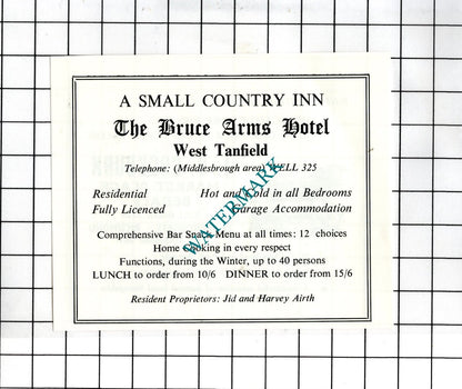 J B Cockburn Bedale / Bruce Arms Hotel West Tanfield Airth  -c.1968 Small Advert