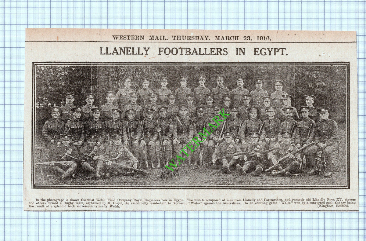 2/1st Welsh Field Company Royal Engineers Llanelly Carmarthen  - 1916 Cutting