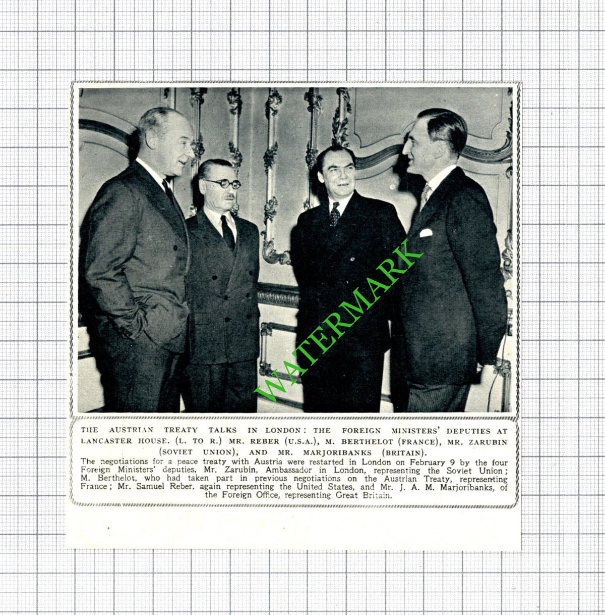 Mr J A M Marjoribanks Samuel Reber Zarubin Austrian Treaty - 1949 Cutting