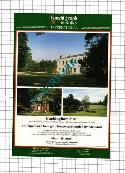 Great Missenden Buckinghamshire / Hassocks Sussex - 1991 House Sale Advert