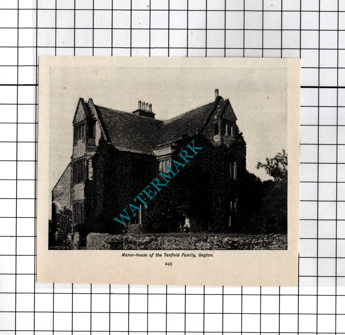 Gayton Northamptonshire  Tanfield Family Manor House  - c.1898 Small Cutting