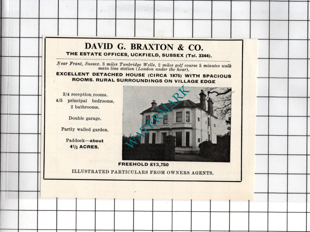 Frant Sussex Tunbridge Wells Kent  -   1967 SMALL House Sale Advert