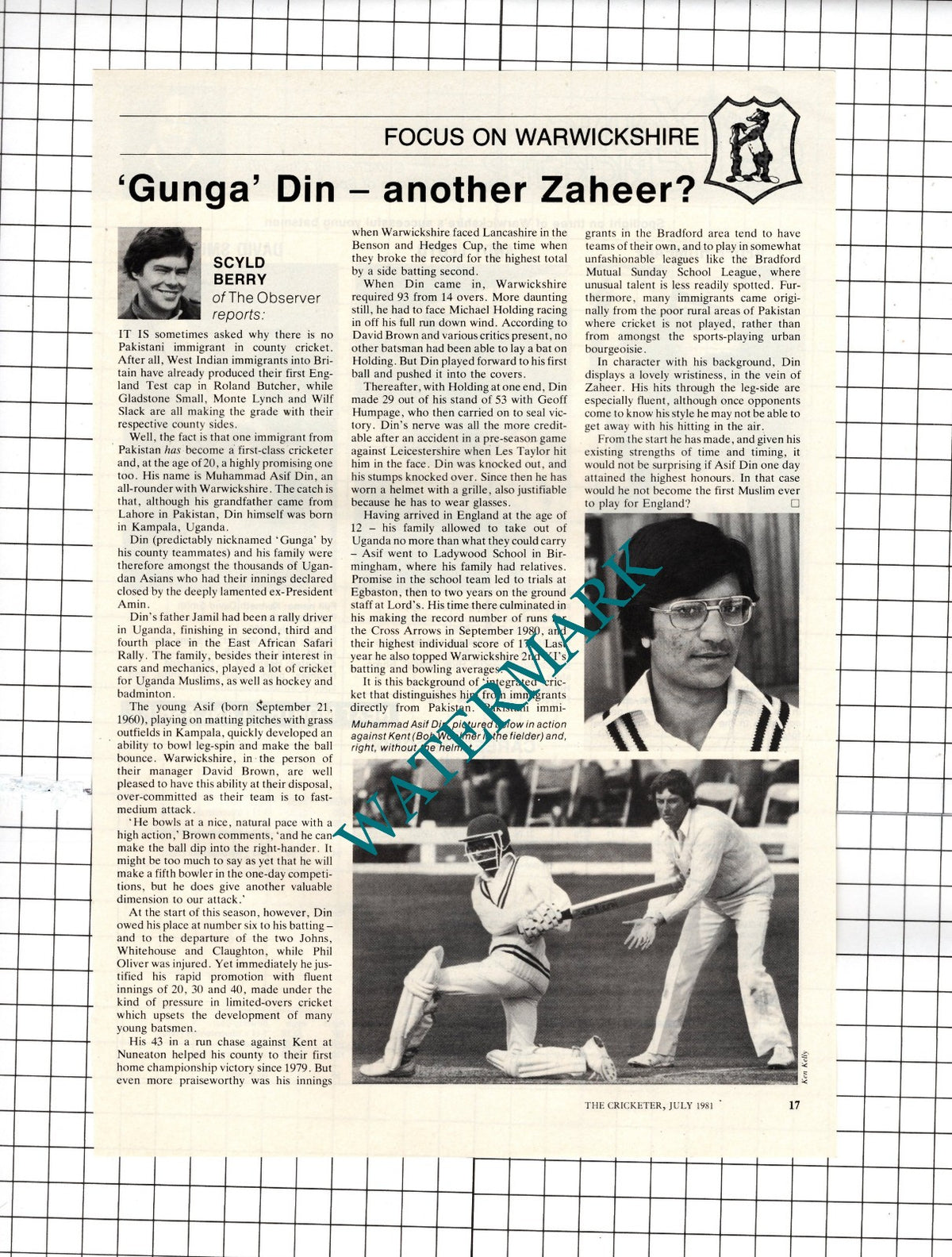 Muhammad Asif Din Cricketer Cricket  - 1981 Article