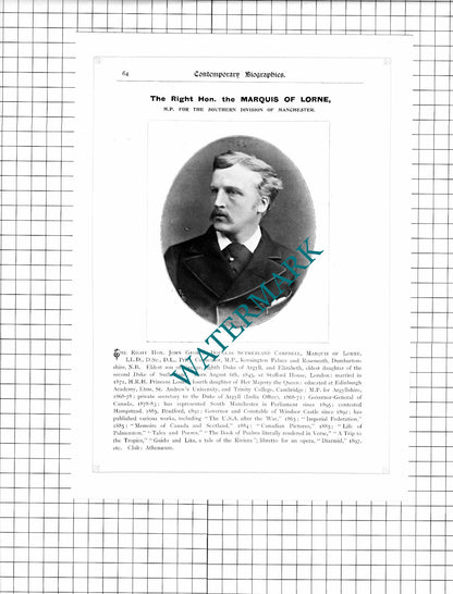 John Campbell Marquis Of Lorne / Right Rev James Moorhouse Manchester - c.1899