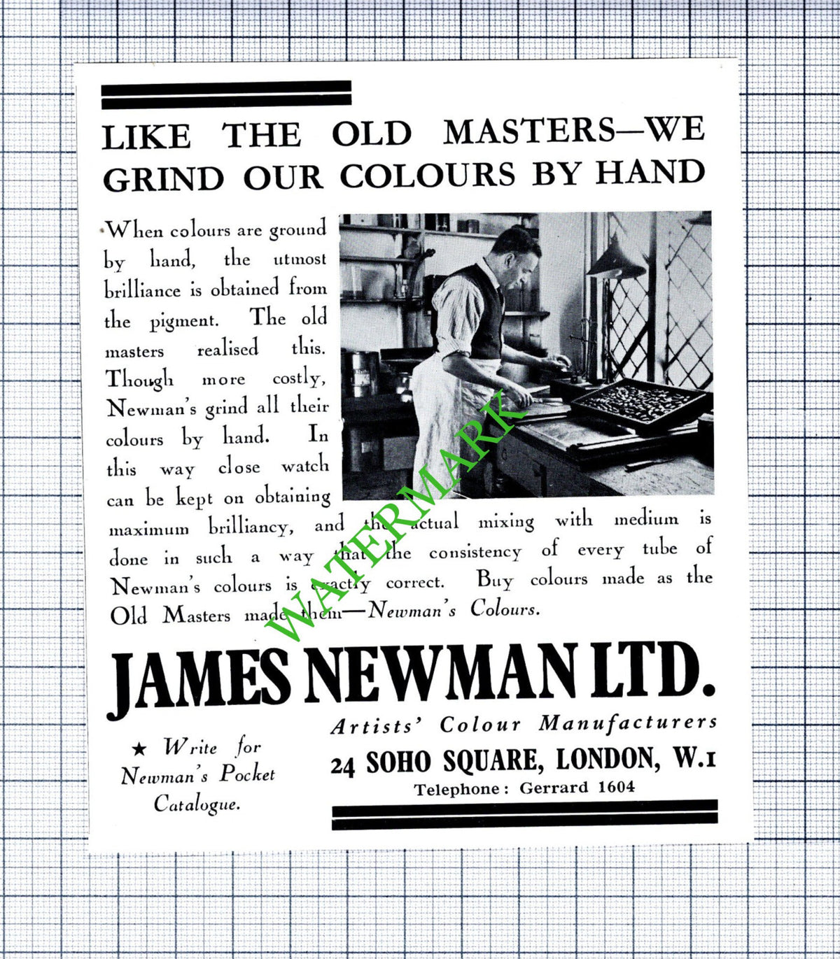 James Newman Ltd London Newman's Colours Small Advert -1930's Cutting