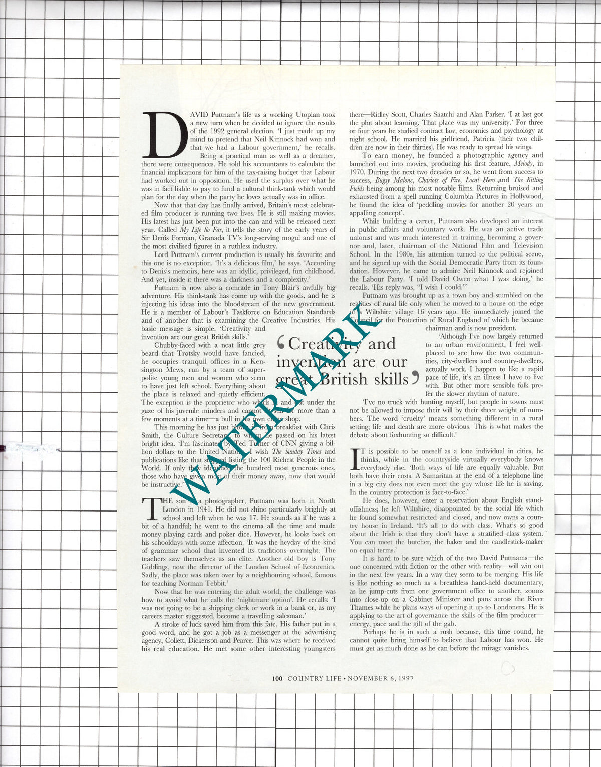 David Puttnam Film Producer - 1997 Article
