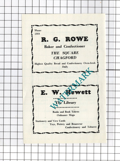 James Bowden & Sons Chagford Devon /   R G Rowe Baker Hewett -c.1940s Advert