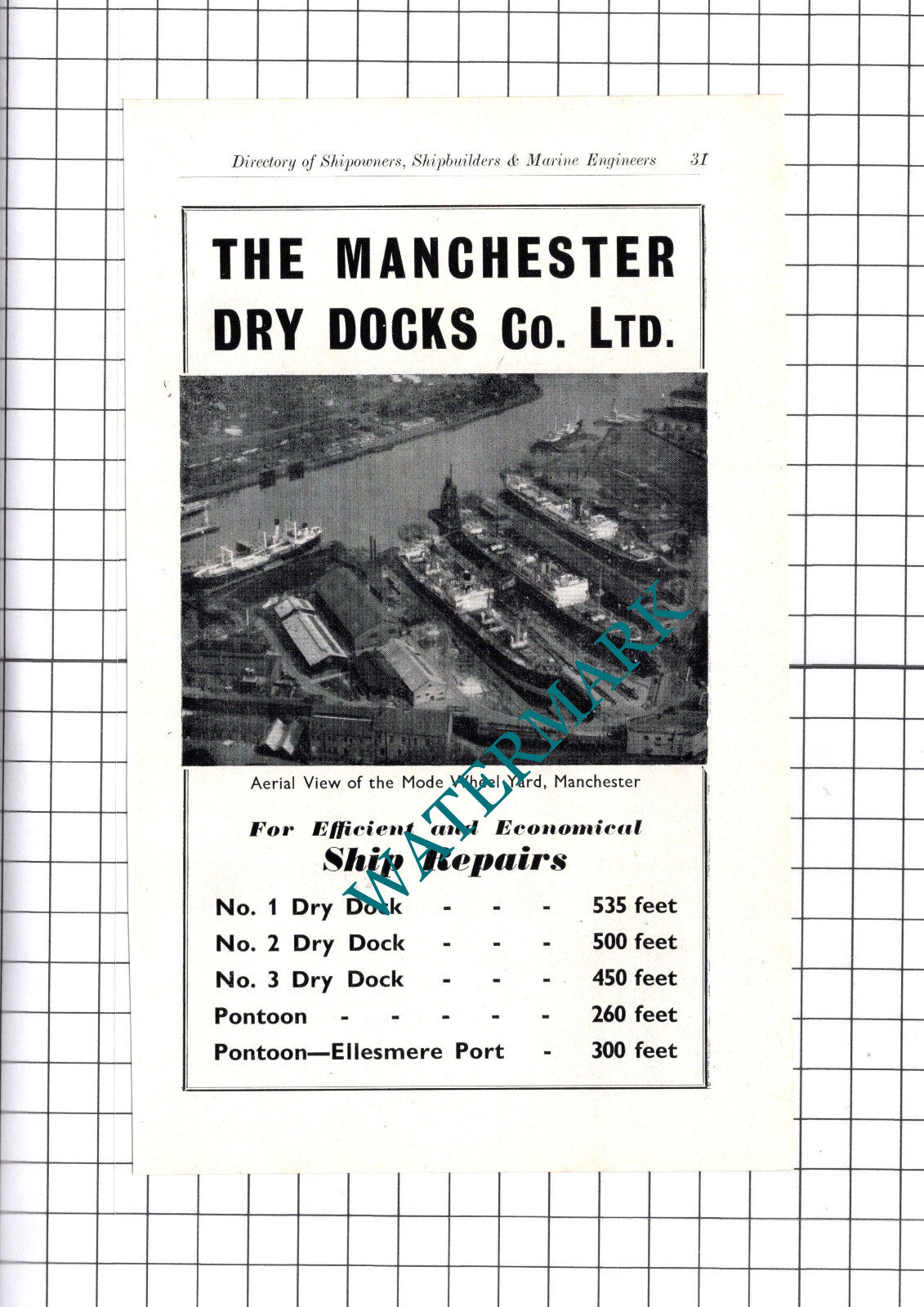 The Manchester Dry Docks Co Ltd Mode Wheel Yard Advert - c.1957 Book Print