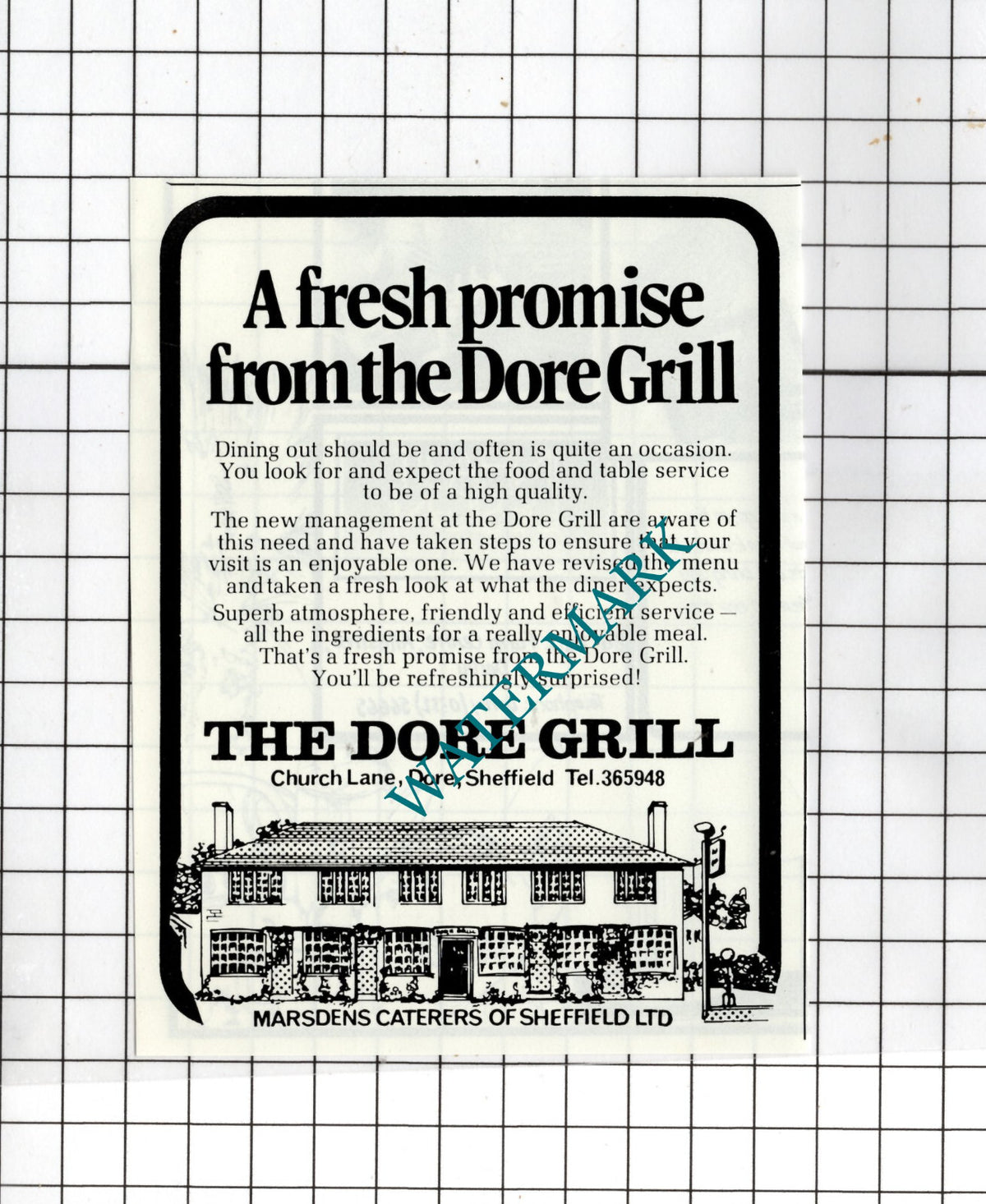 The Dore Grill Dore Sheffield  - 1978 Small Advert