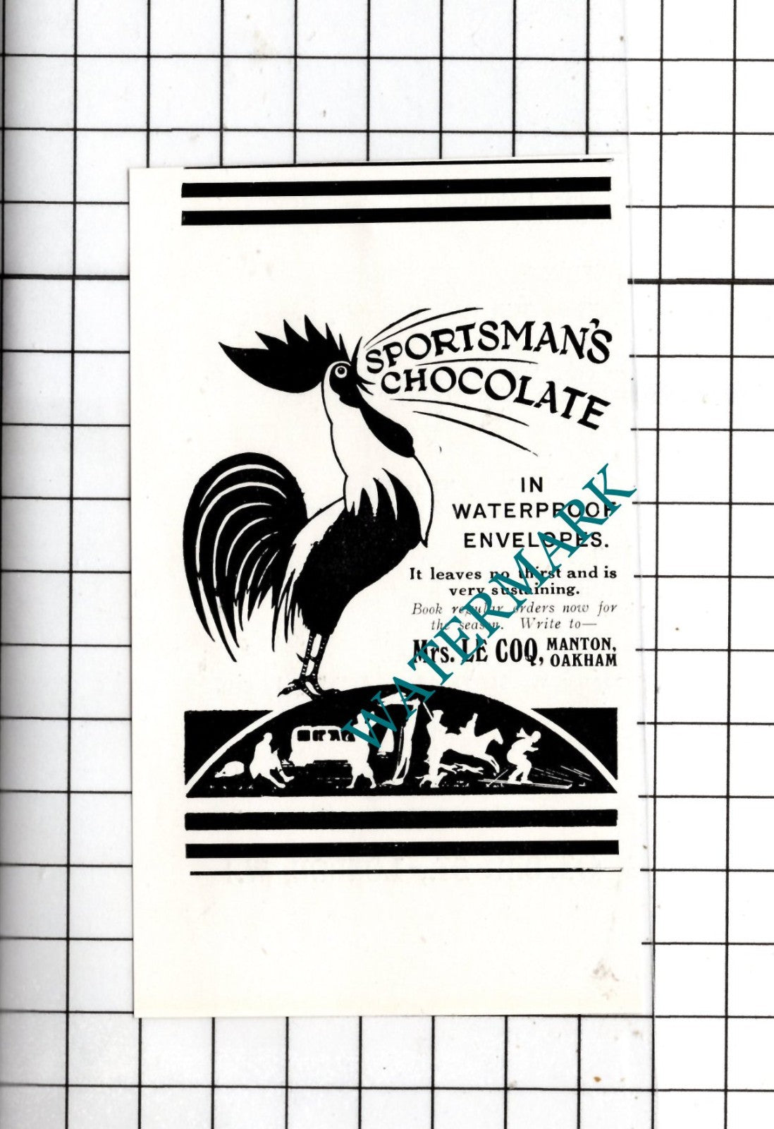 Sportsman's Chocolate Mrs Le Coq Manton Oakham  1932 SMALL Advert