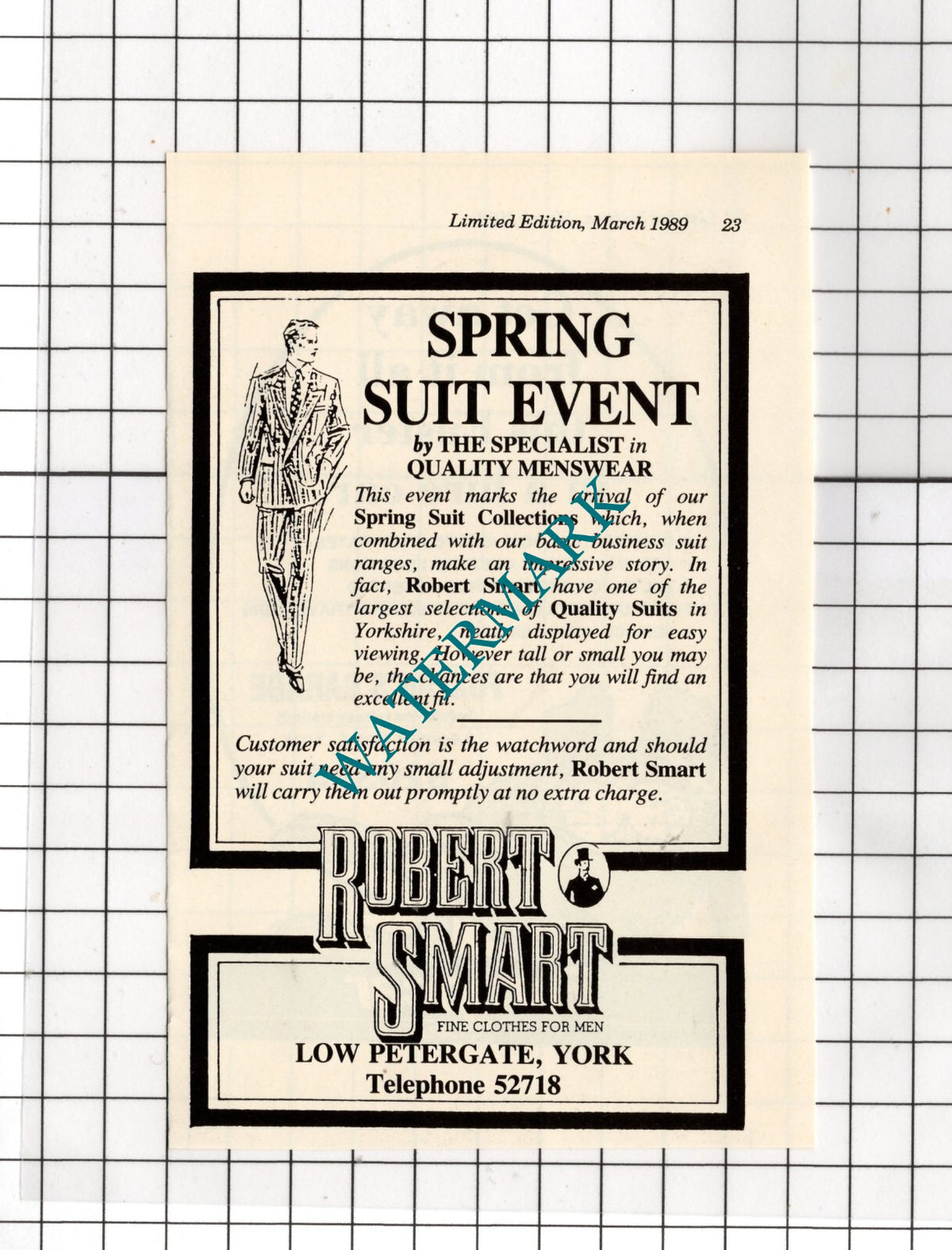 Robert Smart Clothing Shop York - 1989 Small Advert