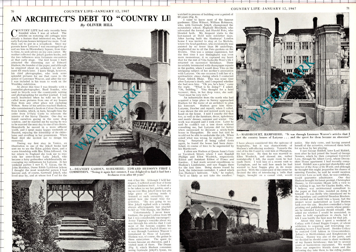 Oliver Hill Architect - 1967 Article / Print