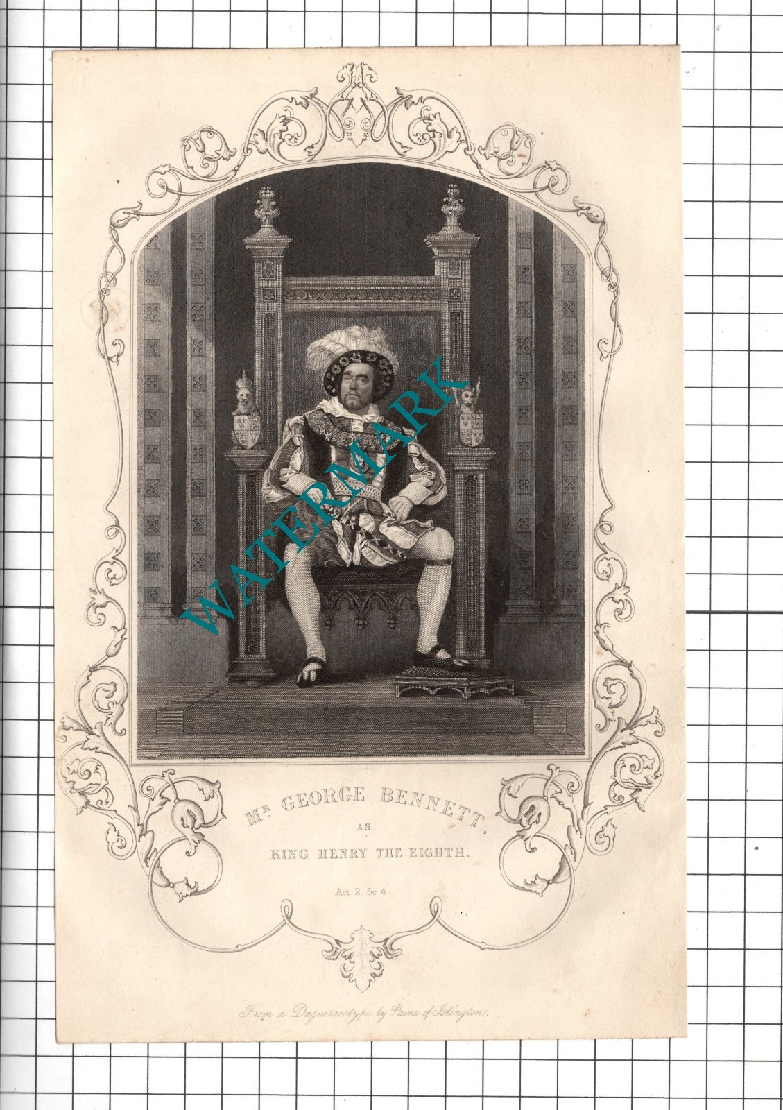 Mr George Bennett Actor King Henry VIII William Shakespeare Print - c.1880