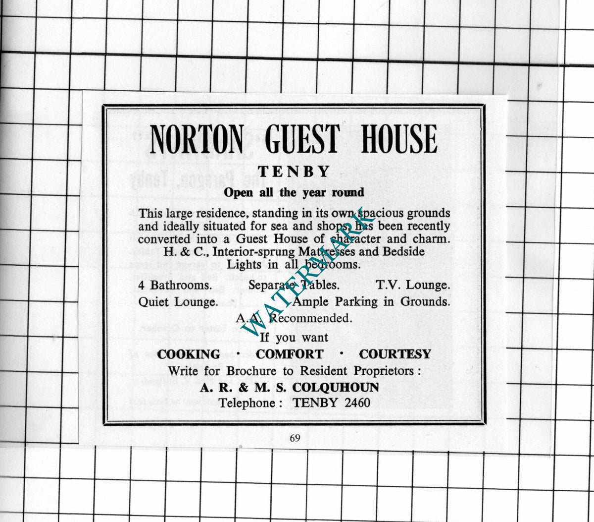 Sandways Hotel Tenby Wales Butland / Norton Guest House Colquhoun - 1962 Advert