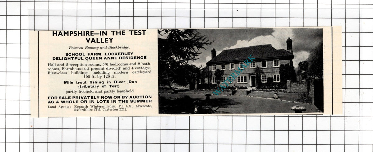 School Farm Lockerley Hampshire Small House Sale Advert - 1967
