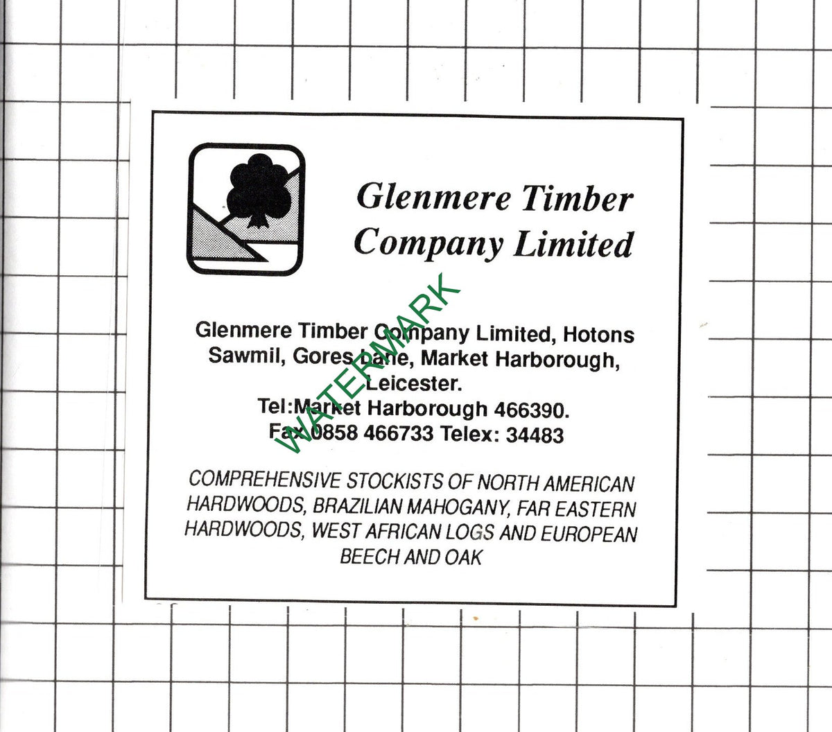 Glenmere Timber Company Ltd Market Harborough Leicestershire - 1990 Small Advert